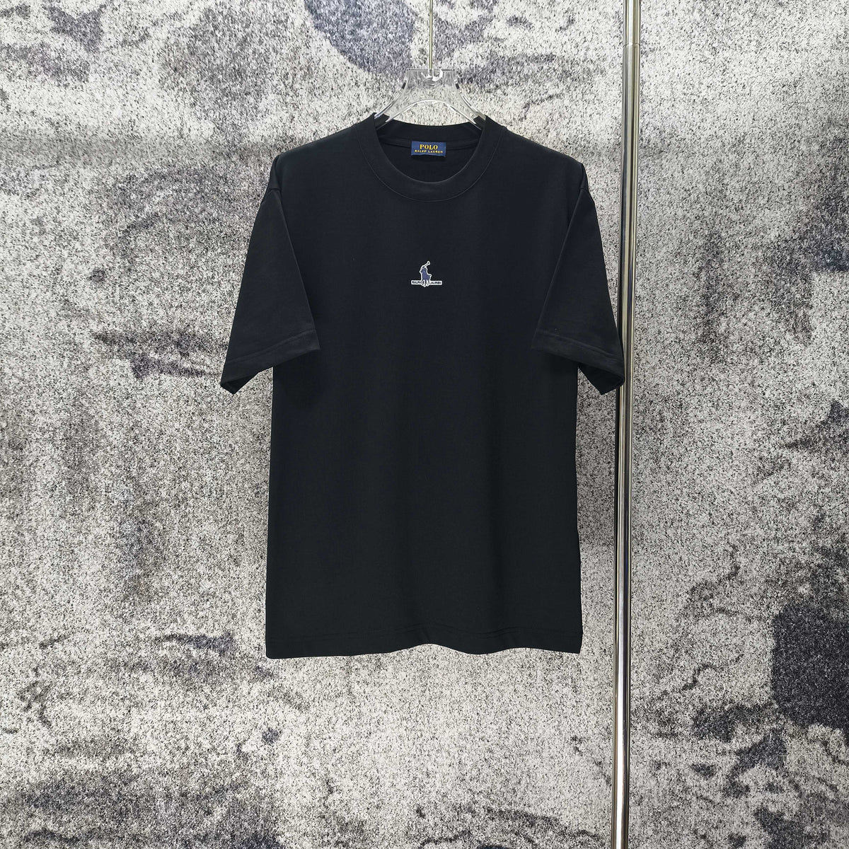 Men's Crew‑Neck Short‑Sleeve T‑Shirt, Navy Pony Chest Embroidery