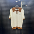 AMIRI Contrast‑Trim Ribbed Knit Short‑Sleeve Polo Shirt