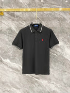 Ralph Lauren Men's Trim‑Detail Short‑Sleeve Piqué Polo Shirt With Black Pony Logo