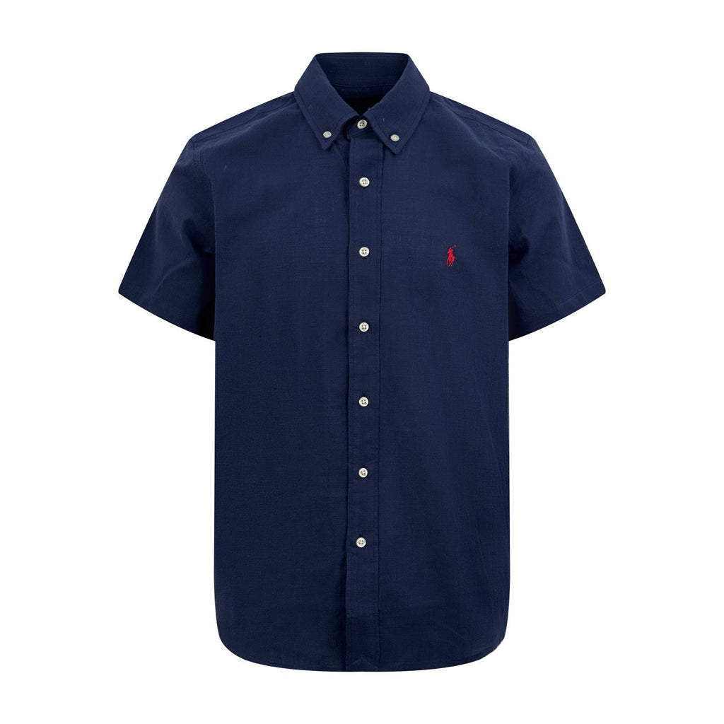 Ralph Lauren Men's Short‑Sleeve Linen‑Blend Button‑Down Shirt With Embroidered Pony Logo
