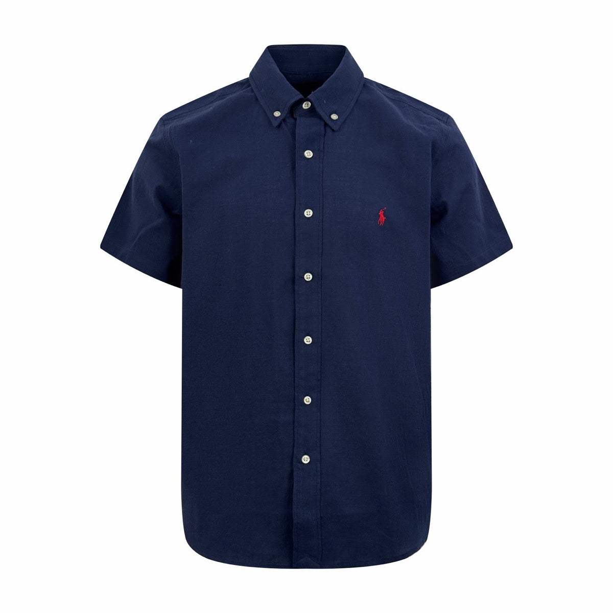 Ralph Lauren Men's Short‑Sleeve Linen‑Blend Button‑Down Shirt With Embroidered Pony Logo