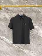 Ralph Lauren Men's Solid Short‑Sleeve Piqué Polo Shirt With Small Black Pony Logo