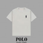 Men's Crew Neck Short‑Sleeve T‑Shirt Small Horse Embroidery Solid Color Casual Tee