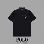 Men's Classic Collar Short‑Sleeve Polo Shirt Small Horse Embroidery Solid Casual Top