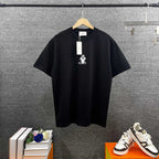 AMI Paris Panda Embroidered Chest Crew Neck Short‑Sleeve T‑Shirt