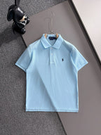Kids Pique Knit Short‑Sleeve Polo Shirt Small Horse Embroidery Solid Red Casual Top
