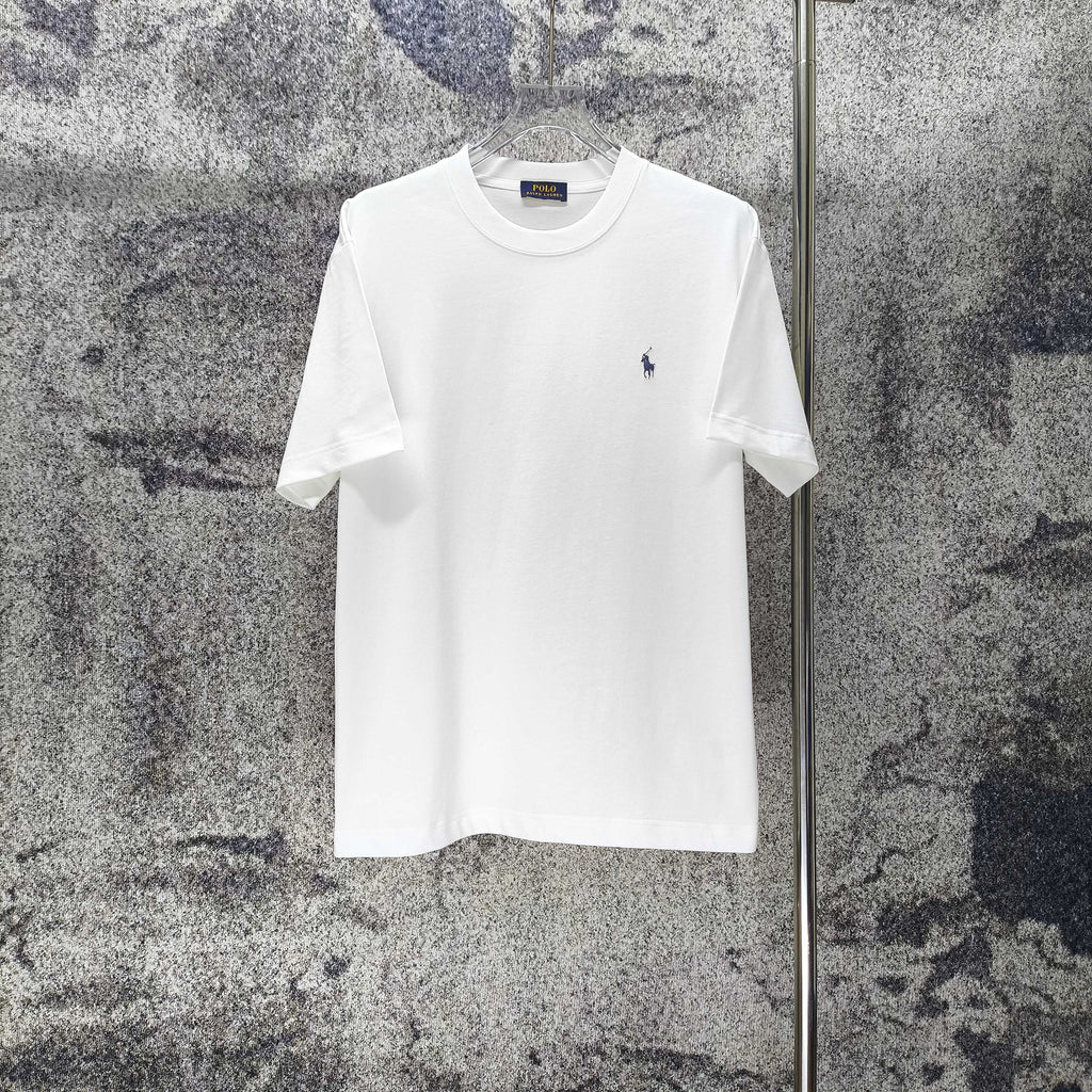Men's Crew‑Neck Short‑Sleeve T‑Shirt with Small Blue Pony Embroidery