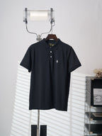 Men Classic Short‑Sleeve Collared Polo Shirt, Casual Top With Small Horse Chest Embroidery
