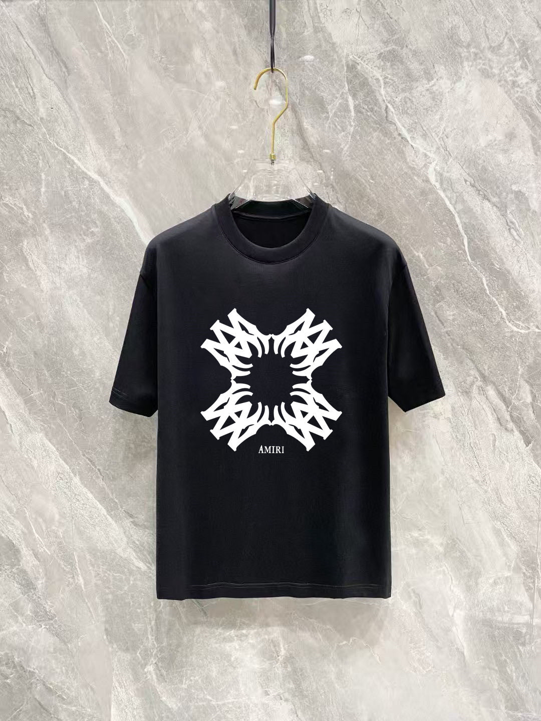 AMIRI Quatrefoil MA Symmetric Graphic Short‑Sleeve Tee