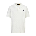 Polo Ralph Lauren Men’s Cable‑Knit Short‑Sleeve Polo Shirt With Navy Pony Embroidery