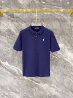 Ralph Lauren Men's Roll‑Cuff Short‑Sleeve Piqué Polo Shirt With Small Black Pony Logo