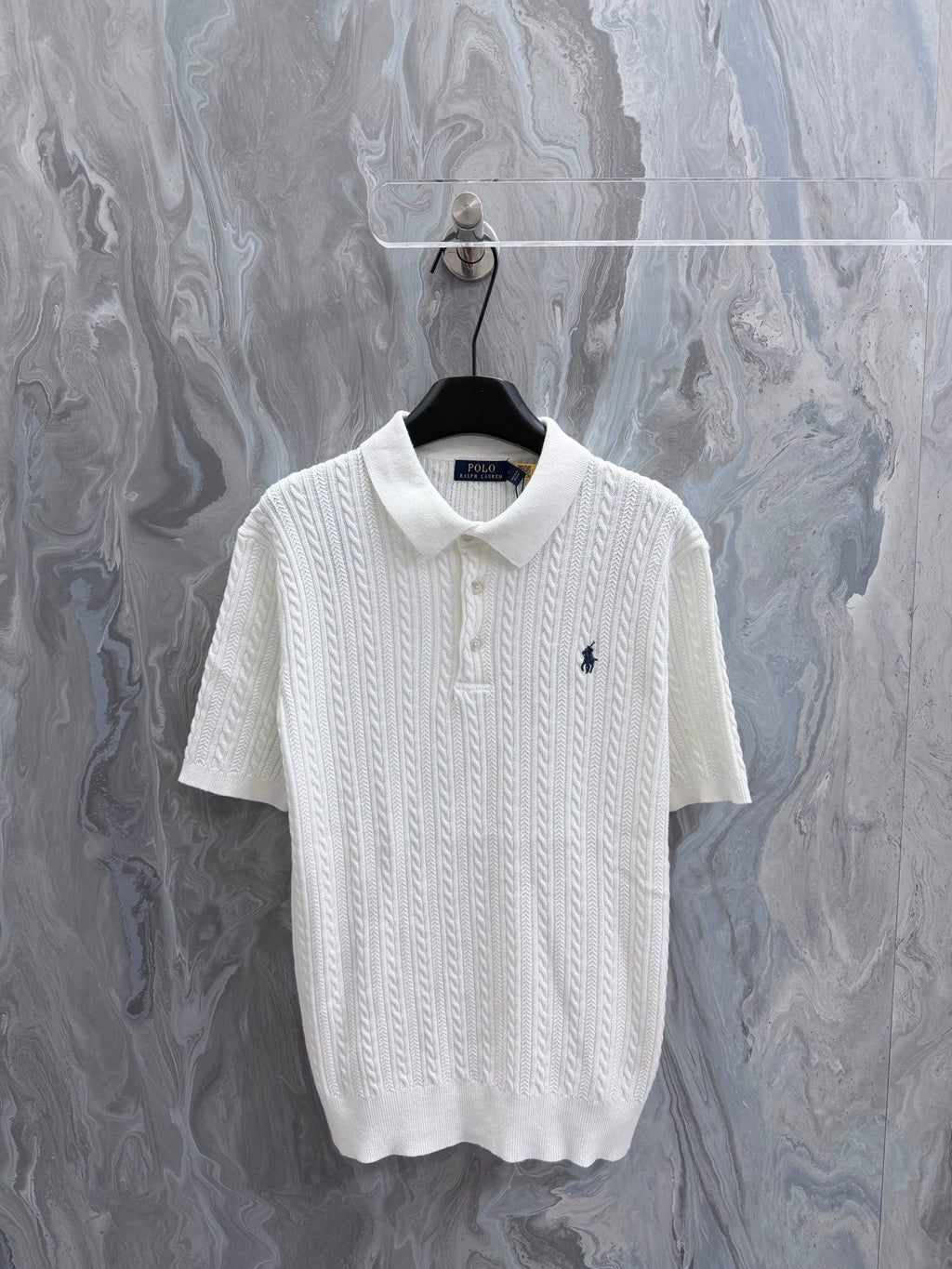Ralph Lauren Men's Rib‑Knit Johnny Collar Short‑Sleeve Polo Shirt