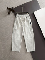 Men's Elastic Drawstring Wide‑Leg Casual Pants, Rider Embroidery Stitched Panel Trousers