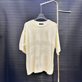 AMIRI Number Motif Mesh Knit Short‑Sleeve Sweater