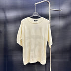 AMIRI Number Motif Mesh Knit Short‑Sleeve Sweater
