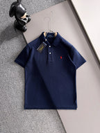Kids Pique Knit Short‑Sleeve Polo Shirt Small Horse Embroidery Solid White Casual Top