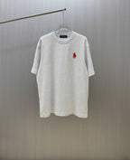 Men's Crew‑Neck Short‑Sleeve T‑Shirt with Red Pony Embroidery