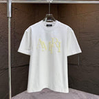 AMIRI Overlapped Stacked Logo Crew‑Neck Short‑Sleeve T‑Shirt
