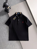 Kids Pique Knit Short‑Sleeve Polo Shirt Small Horse Embroidery Solid White Casual Top