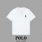 Men's Crew Neck Short‑Sleeve T‑Shirt Small Horse Embroidery Solid Color Casual Tee
