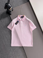 Kids Pique Knit Short‑Sleeve Polo Shirt Small Horse Embroidery Solid White Casual Top