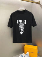 Amiri Hand Holding Orb Front Graphic Crew‑Neck Short‑Sleeve T‑Shirt