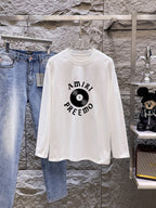 AMIRI Preemo Record Graphic Long‑Sleeve Tee, White
