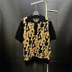 AMIRI All‑Over Letter Jacquard Short‑Sleeve Knit Polo Shirt