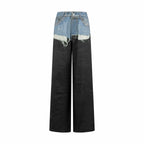 Acne Studios Patchwork Distressed Wide‑Leg Denim Trousers