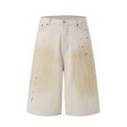 cne Studios Vintage Paint‑Splatter Denim Jort Shorts