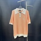 AMIRI Contrast‑Trim Ribbed Knit Short‑Sleeve Polo Shirt