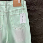 Acne Studios Mint Wash Paint‑Splatter Wide‑Leg Jeans