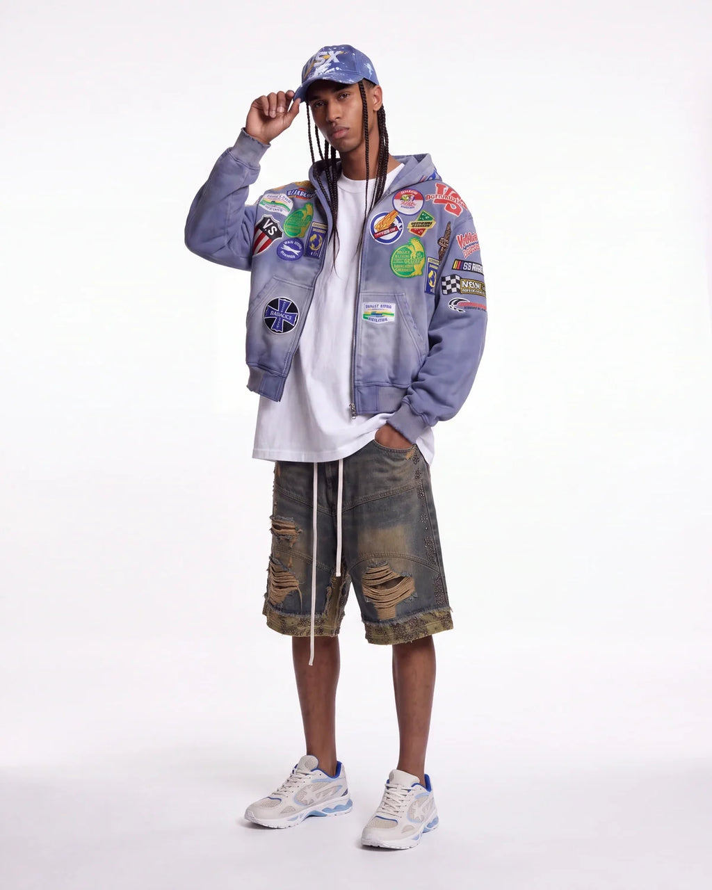 Vale Forever Passport Zip Up Denim Jacket Blue
