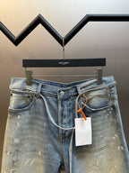 Acne Studios Paint‑Splatter Vintage Washed Denim Shorts