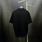 AMIRI All‑Over Letter Jacquard Short‑Sleeve Knit Polo Shirt