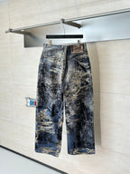 Acne Studios Graffiti‑Print Distressed Wide‑Leg Jeans