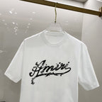 AMIRI Ornate Script Logo Crew Neck Short‑Sleeve T‑Shirt