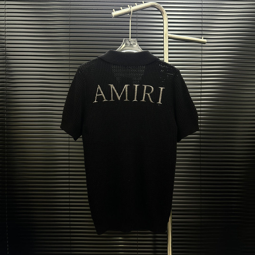 AMIRI Minimal Logo Short‑Sleeve Knit Cardigan