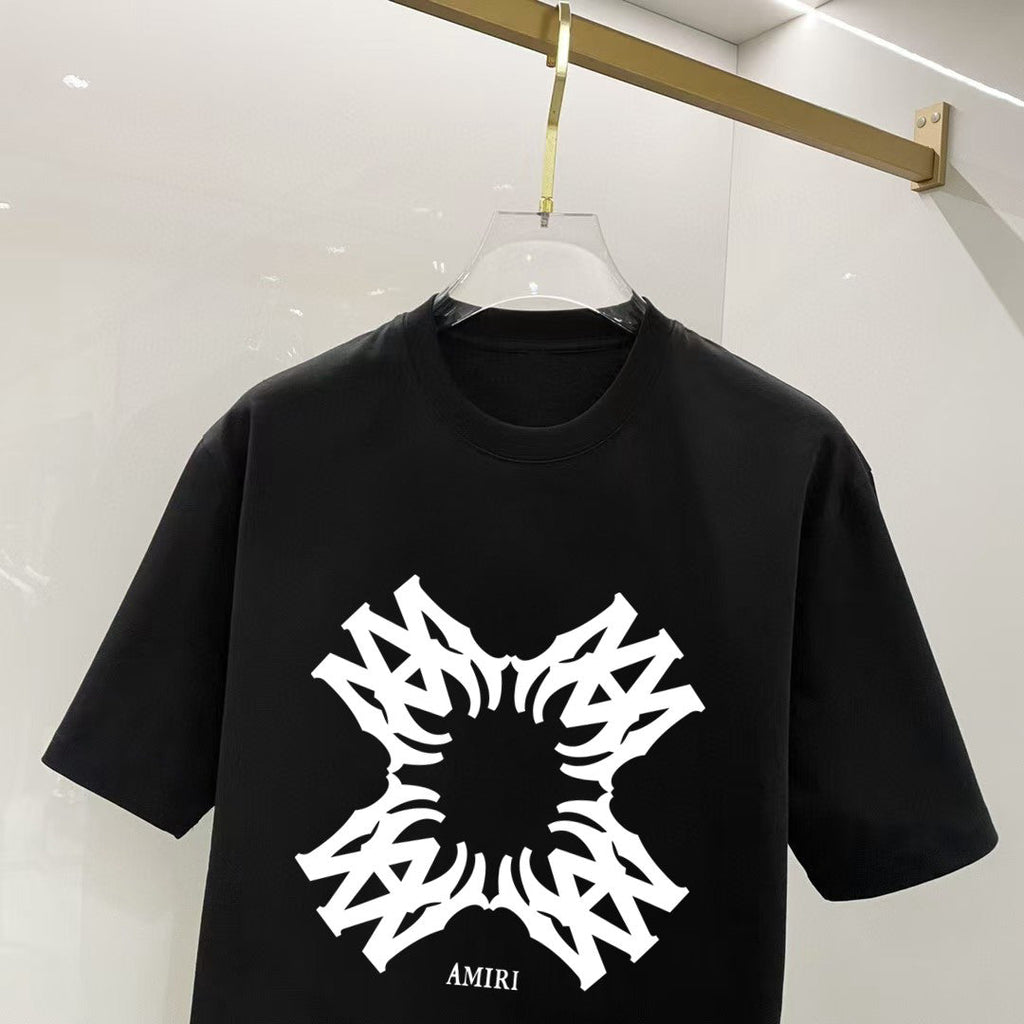 AMIRI Symmetrical Tribal Graphic Crew Neck Short‑Sleeve T‑Shirt