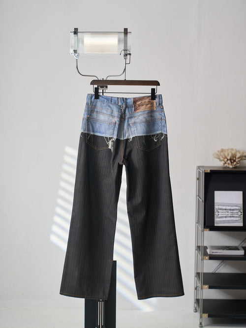 Acne Studios Spliced Deconstructed Wide‑Leg Denim Trousers