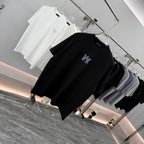 AMIRI Rhinestone Monogram Chest Logo Crew Neck Short‑Sleeve T‑Shirt