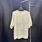 AMIRI Number Motif Mesh Knit Short‑Sleeve Sweater