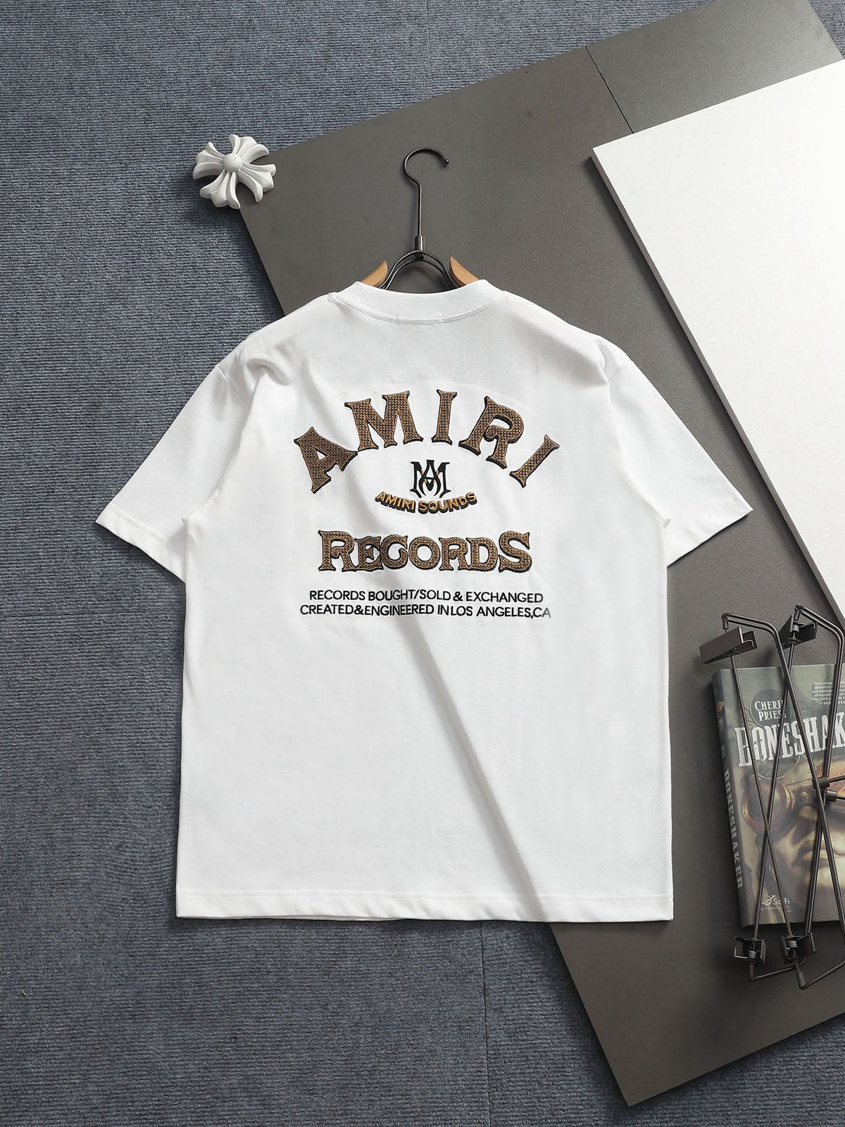 AMIRI Sounds Small Chest Logo Crew‑Neck Short‑Sleeve T‑Shirt