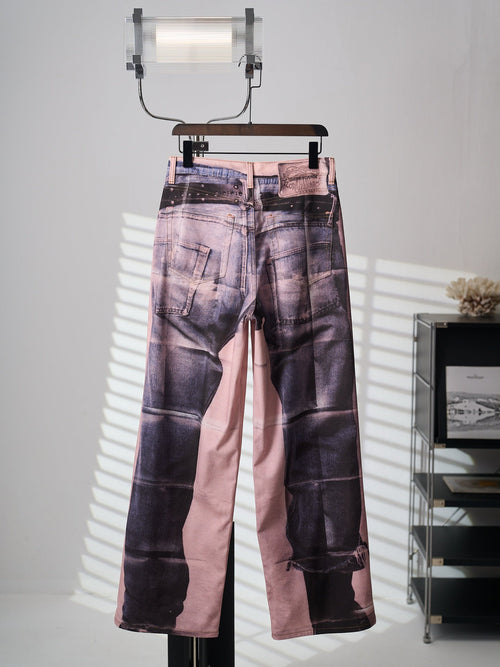 Acne Studios Unisex Printed Wide‑Leg Denim‑Style Trousers