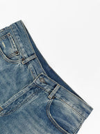 Acne Studios Distressed Flared Leg Vintage Wash Denim Jeans