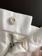 Men's White Drawstring Denim‑Style Casual Shorts, Blue Rider Embroidery Knee‑Length Shorts