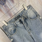 AMIRI Ornamental Stud Embellished Light‑Wash Flared Denim Jeans