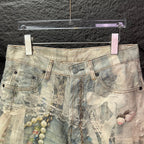 Acne Studios Vintage Pearl‑Lace Print Wide‑Leg Jeans