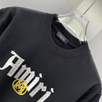 AMIRI Gothic Script With Emblem Crew‑Neck Short‑Sleeve T‑Shirt