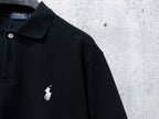 Men's Pique Knit Short‑Sleeve Polo Shirt Small Horse Embroidery Solid Black Casual Top